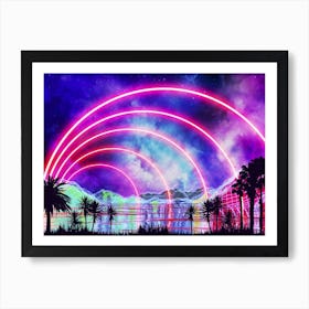 Neon landscape: Arc [synthwave/vaporwave/cyberpunk] — aesthetic retrowave neon poster Art Print