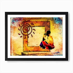 Tribal African Art Illustration In Painting Style 051 Art Print