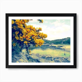 Yellow Flowers By The Water 1 Art Print