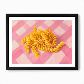 Fusilli Pasta Pink Checkerboard Art Print