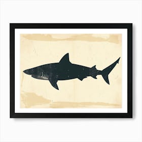 Tiger Shark Grey Silhouette 6 Art Print