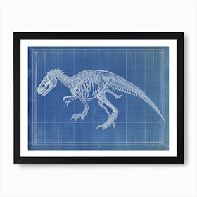 Allosaurus Dinosaur Skeleton Blueprint 1 Art Print
