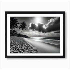 Black And White Beach 24 Art Print