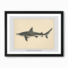 Hammerhead Shark Grey Silhouette 1 Poster Art Print