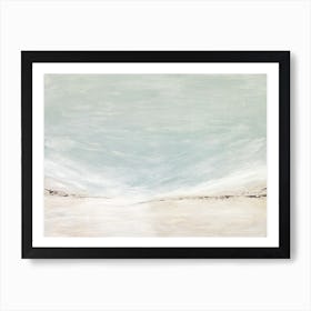 Vacation - Blue Beige Abstract Landscape Painting Art Print