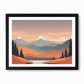 Misty mountains horizontal background in orange tone 80 Art Print