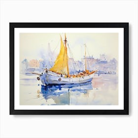 Boat In The Harbor Art Print