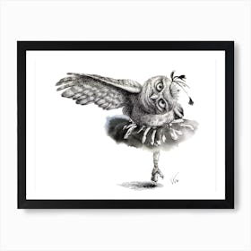Owl Lake   Black Owl Art Print