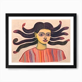 Woman With Long Hair 05 Art Print