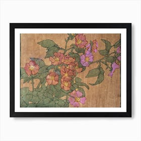 Pink Roses On Terracotta Color Ground (1915), Hannah Borger Overbeck Art Print
