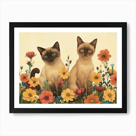 Floral Animal Illustration Cat 4 Poster