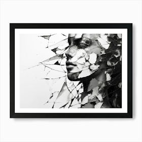 Fractured Identity Abstract Black And White 2 Art Print