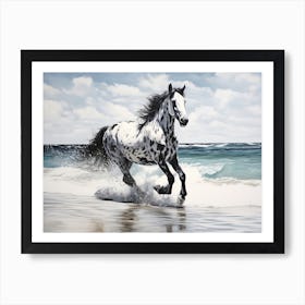 A Horse Oil Painting In Seven Mile Beach, Grand Cayman, Landscape 2 Art Print