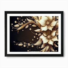 Golden Jewelry Flowers Affiche