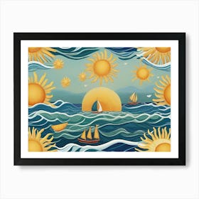 Vintage Sailboats In The Sea Art Print