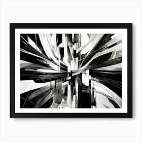 Distorted Reality Abstract Black And White 6 Art Print