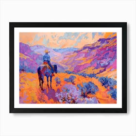 Cowboy Painting Rocky Mountains 6 Art Print