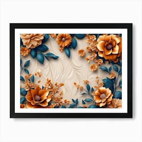 3d High Decoration Background Art, 3d Art Design With Floral 1 Art Print