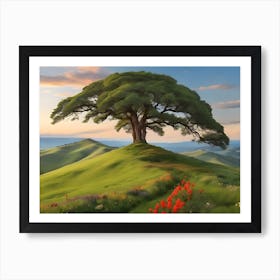 Capture the beauty of expansive green fields, forests, or meadows, emphasizing the vibrant colors of nature. Art Print