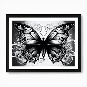 Black And White Butterfly 7 Art Print