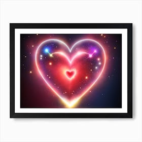 A Colorful Glowing Heart On A Dark Background Horizontal Composition 14 Art Print