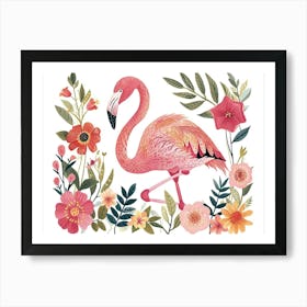 Little Floral Flamingo 2 Art Print