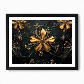 Golden Flowers 5 Art Print