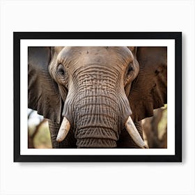 African Elephant Close Up Realism 1 Art Print