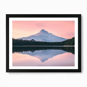 Mt. Hood At Sunset Pastel Pink Art Print