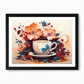 Coffee Cup With Flowers 4 Art Print