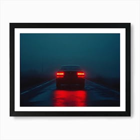 Car On The Road At Night Art Print