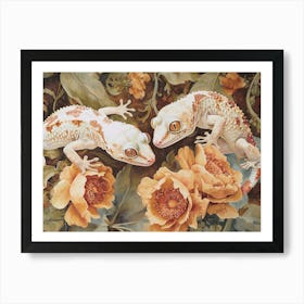 Floral Animal Illustration Gecko 1 Art Print