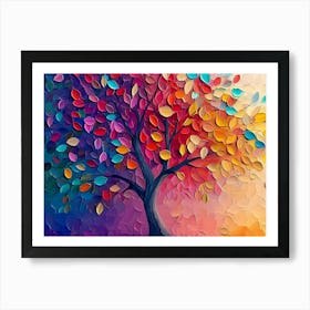 Elegant Colorful Tree with Vibrant Leaves Hanging Branches 6 Art Print