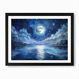 Moonlight Over Water Art Print