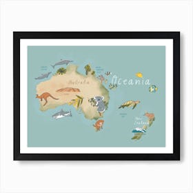 Oceania Illustrated Map Art Print