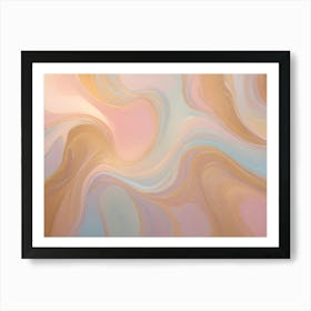 Abstract Background Of Swirling, Flowing Lines And Colors In Shades Of Pink, Beige, And Blue, Creating A Dynamic And Elegant Design Art Print