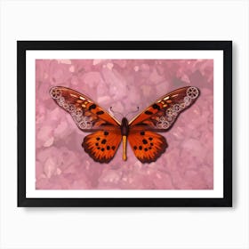 Mechanical Butterfly The African Giant Swallowtail Papilio Antimachus On A Pink Background Art Print