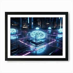 Cybernetic Brain Circuit Of The Future Led Lit Nodes Pulsating With Information Intricate Silver A (2) 2 Art Print