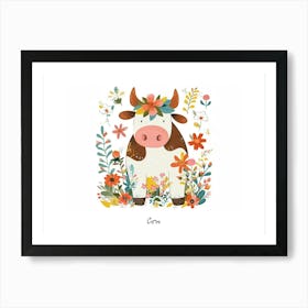 Little Floral Cow 3 Poster Art Print