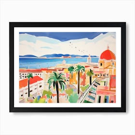 Cagliari Italy Cute Watercolour Illustration 4 Art Print