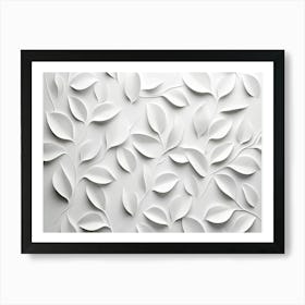 White Geometric Leaves 3d Tiles Texture 1 Art Print