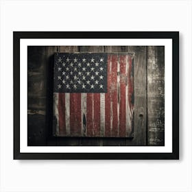 American Flag Rendered In Black And White With Subtle Red Stars Against A Smudged Vintage Backdrop R (1) Art Print