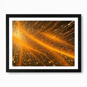 A Glowing, Radial Pattern Of Light Streaks, In Golden Hues With Dark Background Suggesting Speed, Motion And Energy Art Print