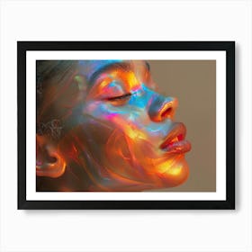 Portrait Of A Girl With A Rainbow Face Art Print