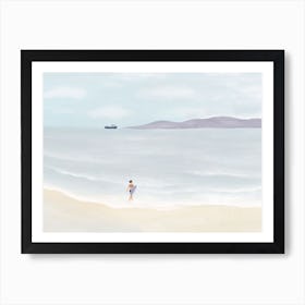 Surf Lady On The Beach By the Sea Art Print