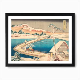 Old View Of The Boat Bridge At Sano In Kōzuke Province, Katsushika Hokusai Art Print
