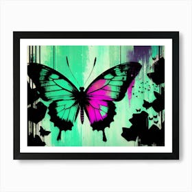 Butterfly On A Green Background Art Print