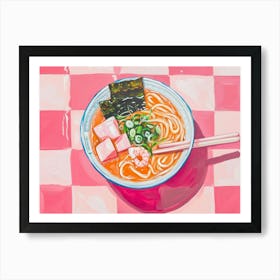 Pho Soup Pink Checkerboard 2 Art Print