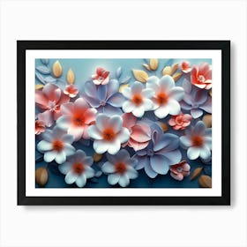 Assorted 3d Flowers In An Abstract 1 Art Print