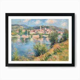 Calm Waterside Village Painting Inspired By Paul Cezanne Art Print